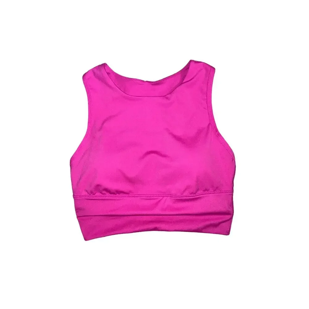 New All in Motion Brushed Sculpt Muscle Cropped Sports Bra Vibrant Pink Small